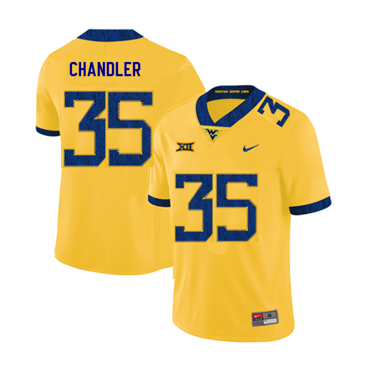 2019 Men #35 Josh Chandler West Virginia Mountaineers College Football Jerseys Sale-Yellow - Click Image to Close